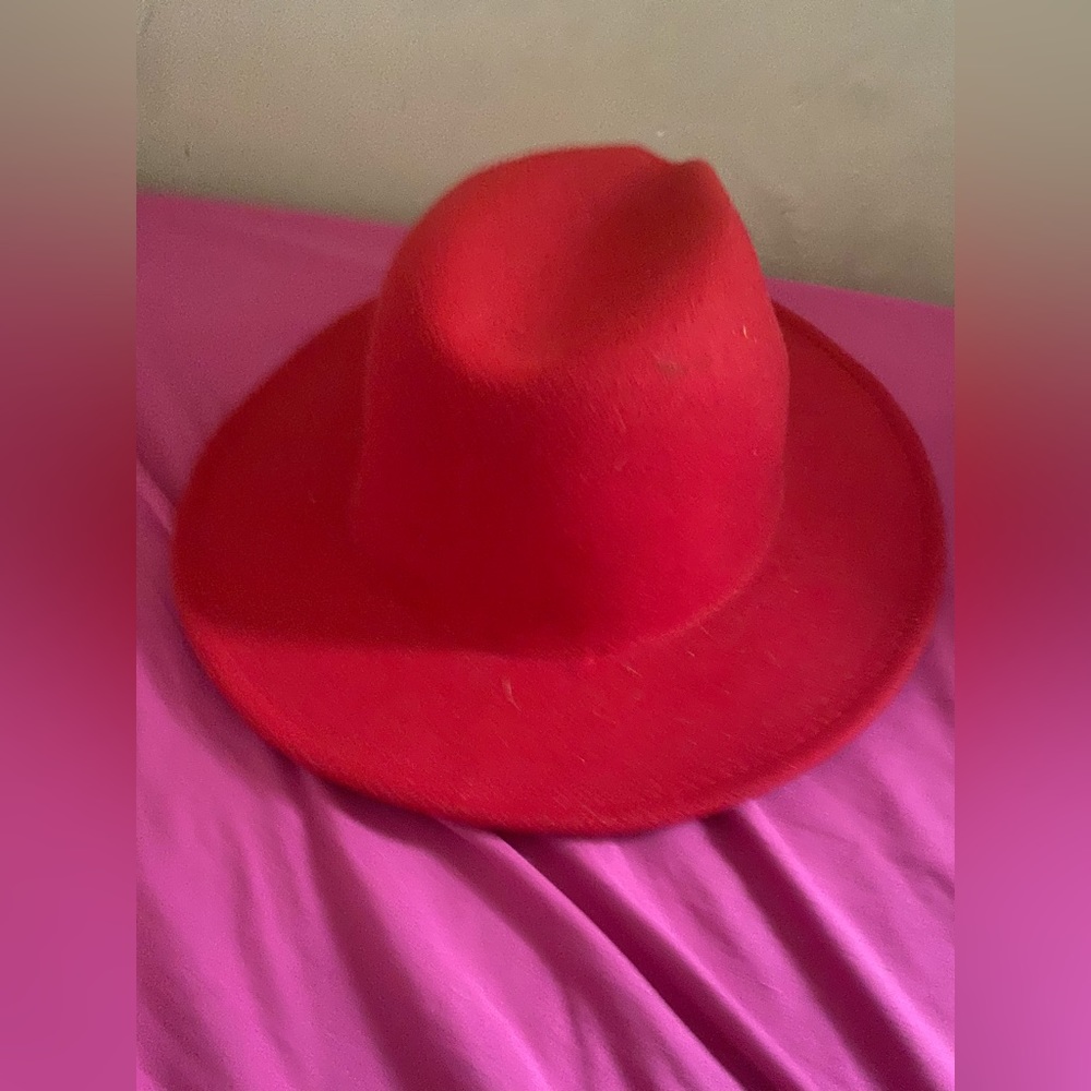 Red wide brim hat